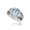 14K WHITE GOLD DIAMOND AQUAMARINE RING