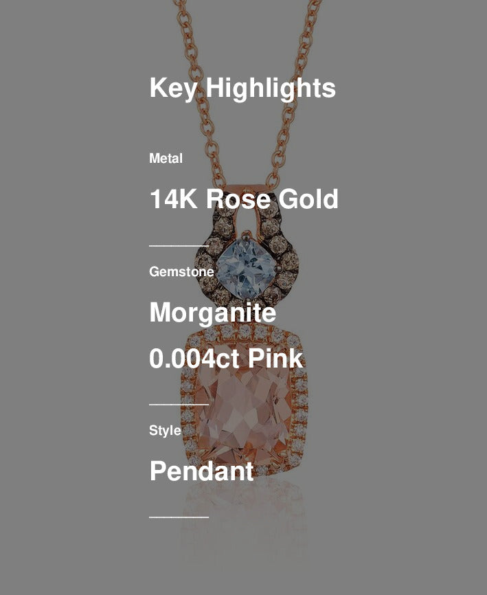 Le Vian Grand Sample Sale Pendant featuring Peach Morganite, Sea Blue Aquamarine Chocolate Diamonds, White Diamonds set in 14K Rose Gold