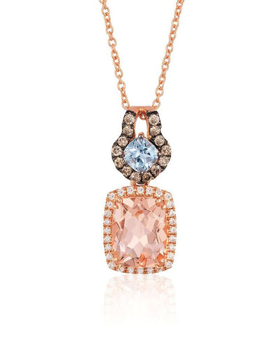 14K STRAWBERRY GOLD DIAMOND MORGANITE, AQUAMARINE