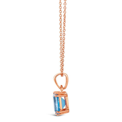 Le Vian Pendant featuring 1 3/8 cts Ocean Blue Topaz,set in 925 Sterling Silver Strawberry Gold