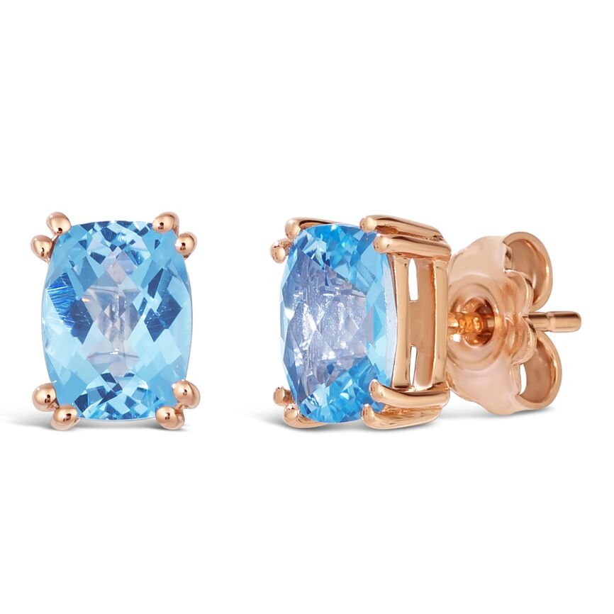 SILVER 925 STRAWBERRY GOLD SIGNITY BLUE TOPAZ EARR