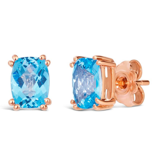 SILVER 925 STRAWBERRY GOLD SIGNITY BLUE TOPAZ EARR