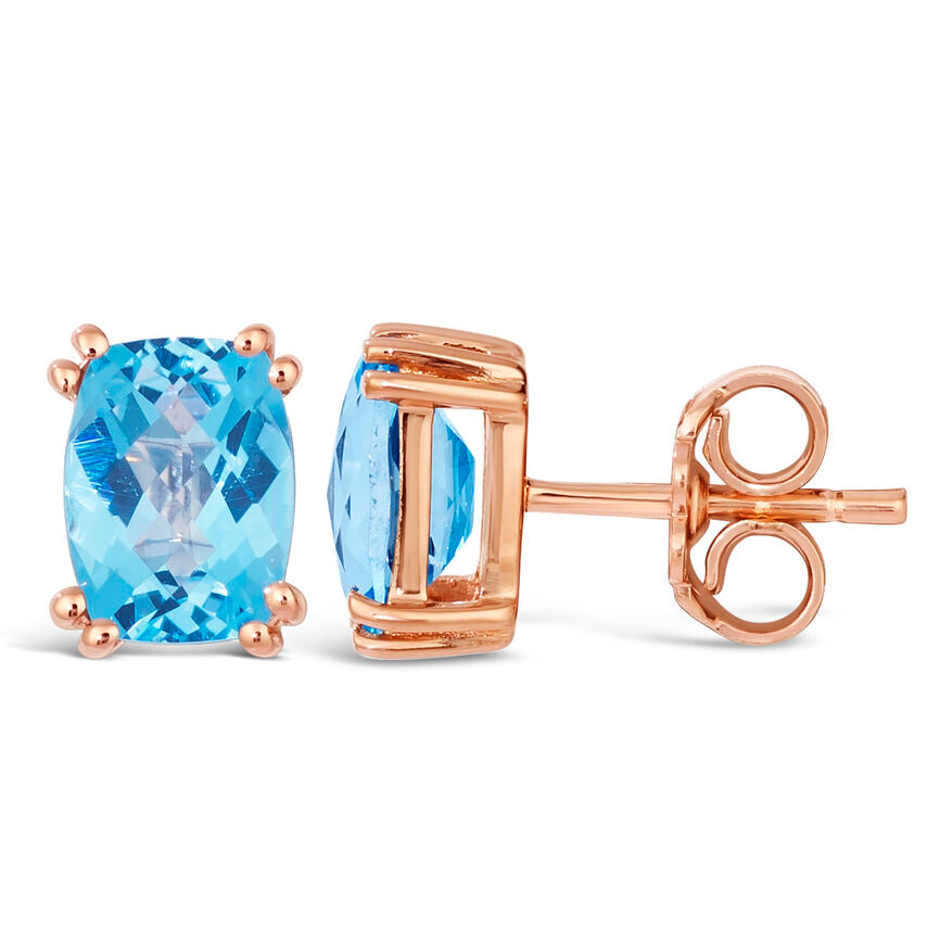 SILVER 925 STRAWBERRY GOLD SIGNITY BLUE TOPAZ EARR