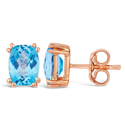 SILVER 925 STRAWBERRY GOLD SIGNITY BLUE TOPAZ EARR