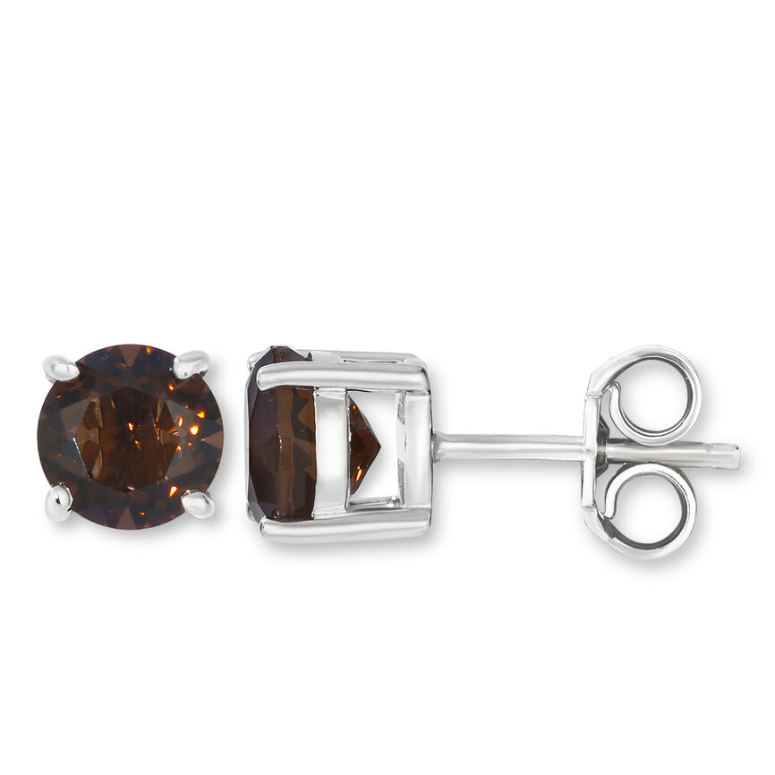 SILVER 925  GOLD SMOKY QUARTZ EARRINGS