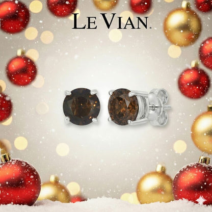 Le Vian Earrings featuring 2 cts Chocolate Quartz,set in 925 Sterling Silver