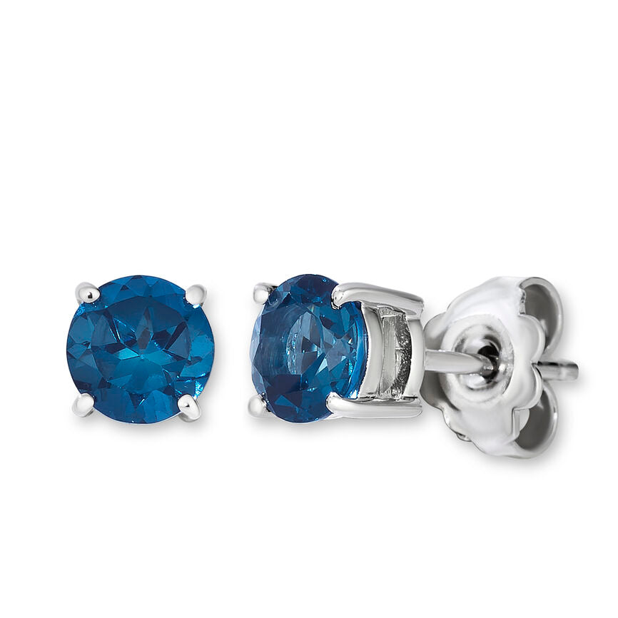 SILVER 925  GOLD LONDON BLUE TOPAZ EARRINGS