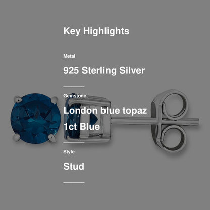 Le Vian Stud Earrings featuring 2 cts Deep Sea Blue Topaz,set in 925 Sterling Silver