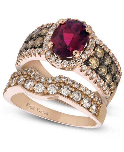 Le Vian Chocolatier Ring featuring Raspberry Rhodolite Chocolate Diamonds, Vanilla Diamonds set in 14K Rose Gold - BirthStone.com