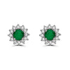 Birthstone Earrings 2 cts Natural Green Emerald Nude Diamonds, in 14K White Gold