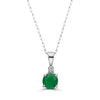Birthstone Pendant 3/4 cts Natural Green Emerald, Nude Diamonds, 14K White Gold