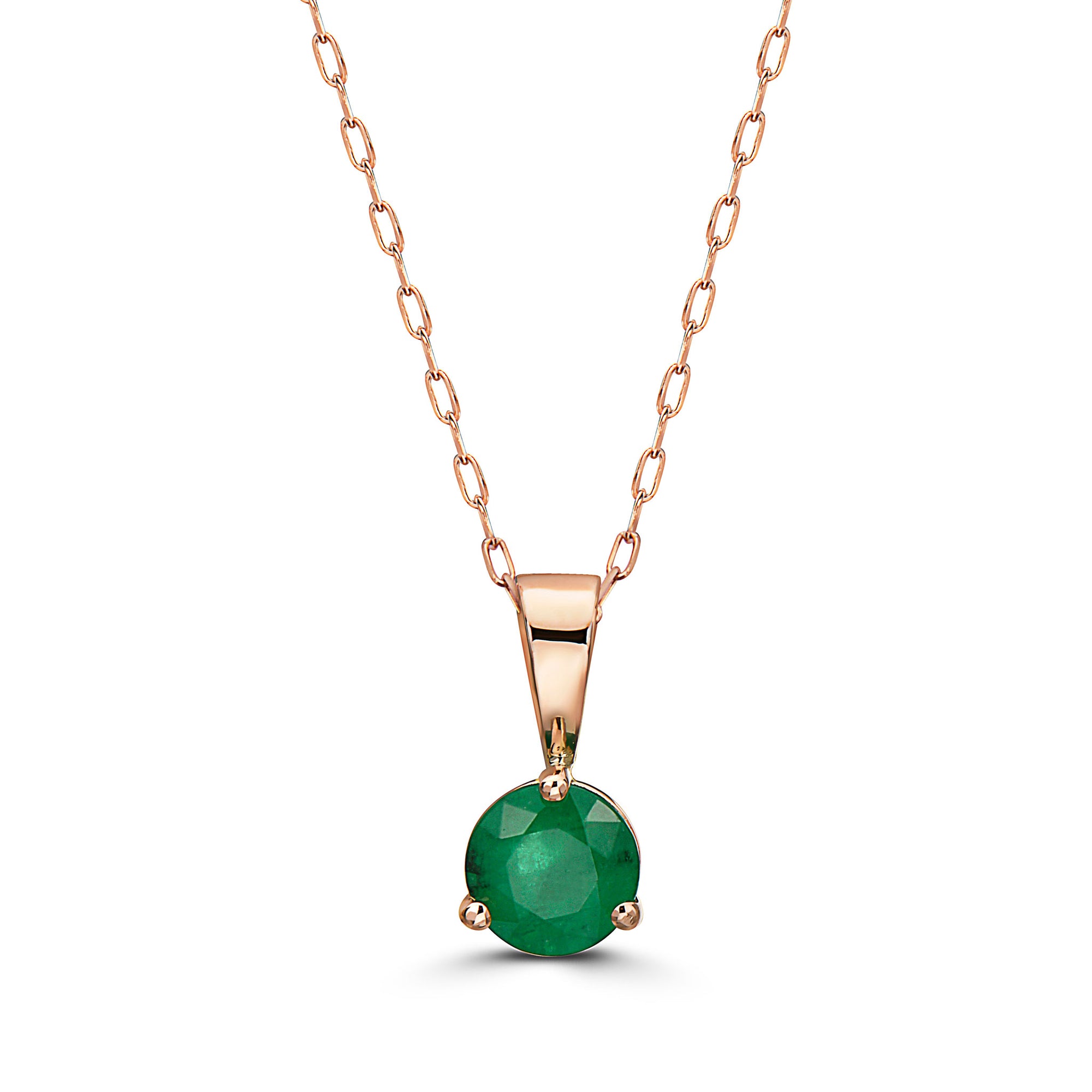 Birthstone Pendant 1/2 cts Beautiful Natural Green Emerald, set in 14K Rose Gold