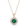 Birthstone Pendant 1 cts Natural Green Emerald, Nude Diamonds, in 14K Rose Gold
