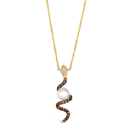 Le Vian Chocolatier Pendant featuring Vanilla Pearls Chocolate Diamonds set in 14K Yellow Gold - BirthStone.com