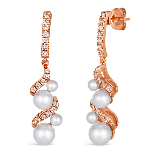 Le Vian Earrings featuring Vanilla Pearls Nude Diamonds set in 14K Strawberry Gold - BirthStone.com