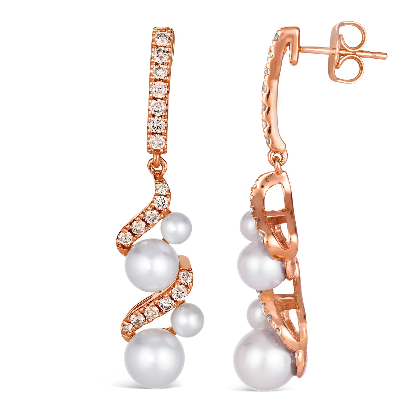 Le Vian Earrings featuring Vanilla Pearls Nude Diamonds set in 14K Strawberry Gold - BirthStone.com