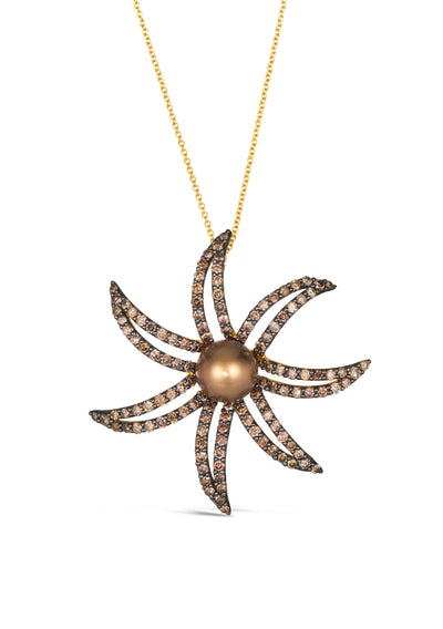 Grand Sample Sale Pendant featuring Chocolate Pearls Chocolate Diamonds set in 14K Honey Gold™