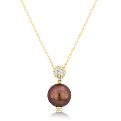 Grand Sample Sale Pendant featuring Chocolate Pearls Vanilla Diamonds set in 14K Honey Gold™ - BirthStone.com