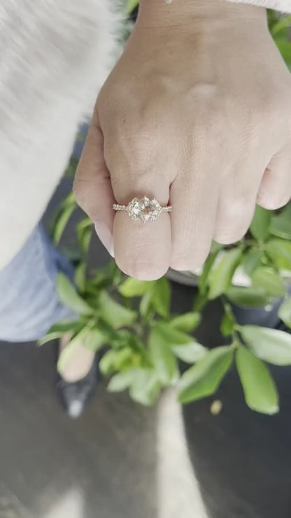1 3/8 cts Pink Morganite and Diamond Ring in 14K Rose Gold by Le Vian
