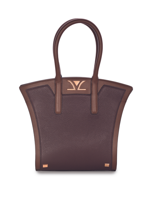 "Liz" Pebbled Handbag - Chocolate Pebbled Leather - BirthStone.com