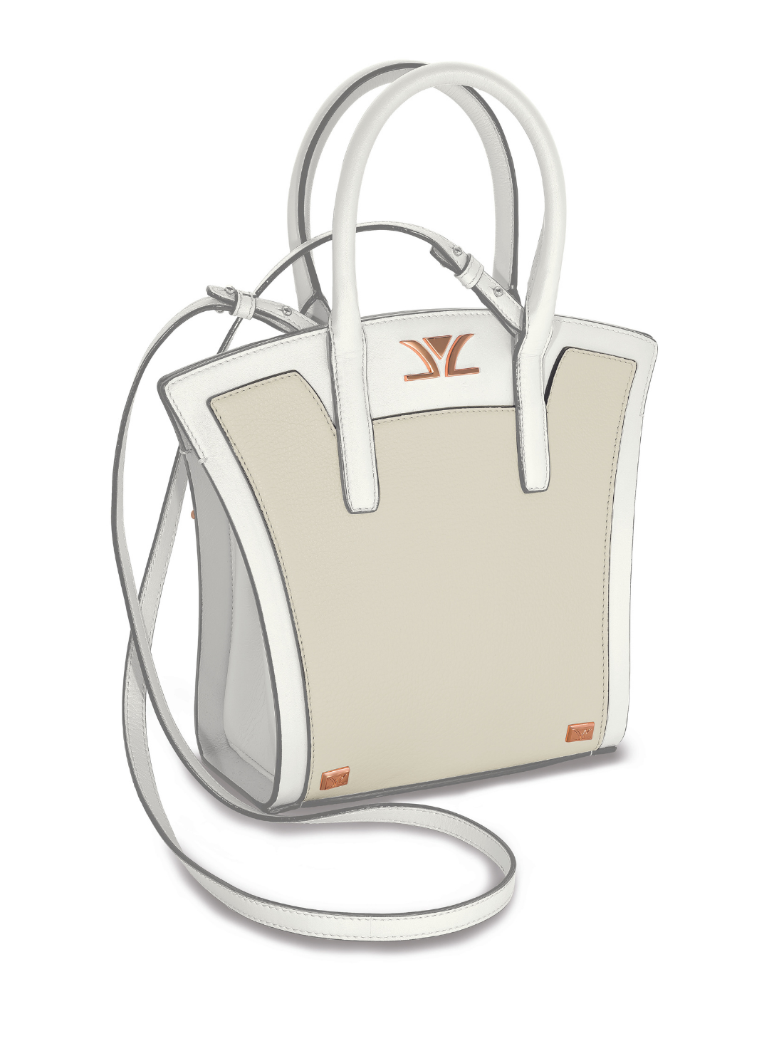 "Liz" Mini Cross Body - Snow & Fog Pebbled Leather - BirthStone.com