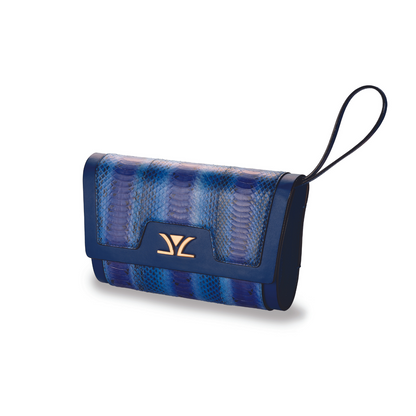 "Liz" Snakeskin Clutch - Royal Blue Snakeskin - BirthStone.com