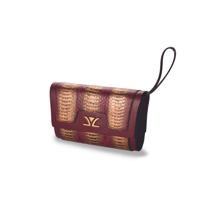 "Liz" Snakeskin Clutch - Chocolate Snakeskin - BirthStone.com