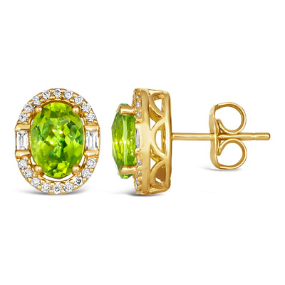 Le Vian Earrings featuring Green Apple Peridot Vanilla Diamonds set in 14K Honey Gold