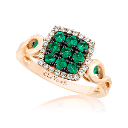 Le Vian Ring featuring Costa Smeralda Emeralds Vanilla Diamonds set in 14K Strawberry Gold - BirthStone.com