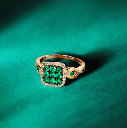 Le Vian Ring featuring Costa Smeralda Emeralds Vanilla Diamonds set in 14K Strawberry Gold - BirthStone.com