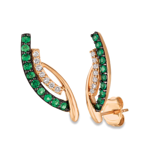 Le Vian Earrings featuring Costa Smeralda Emeralds Vanilla Diamonds set in 14K Strawberry Gold - BirthStone.com