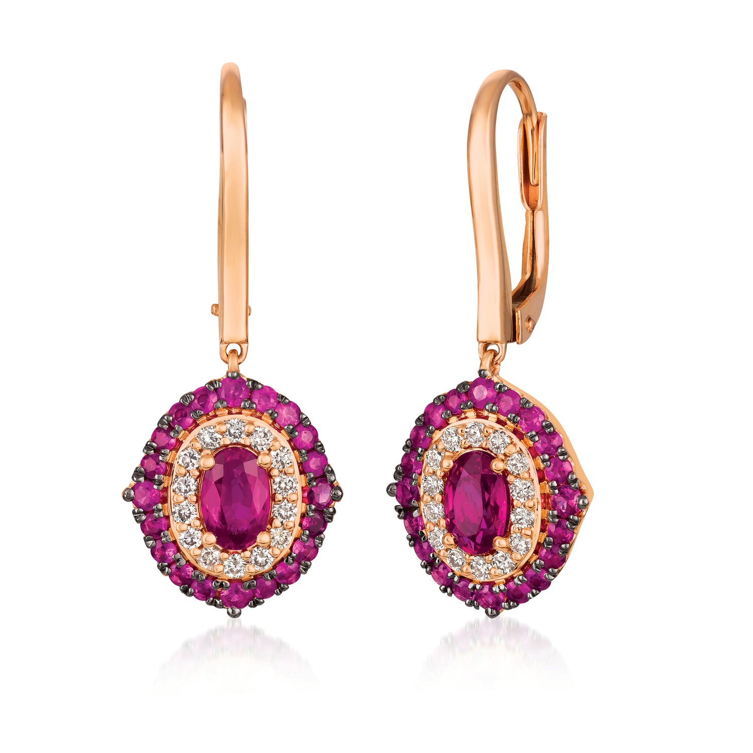 Le Vian Creme Brulee Earrings featuring Passion Ruby Nude Diamonds set in 14K Strawberry Gold - BirthStone.com